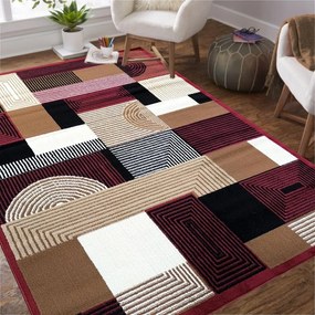 Koberec Alfa s geometrickým vzorom - červený Šírka: 120 cm | Dĺžka: 170 cm