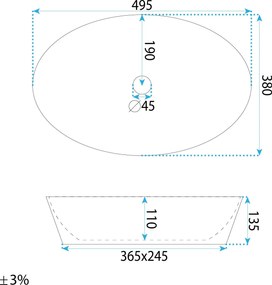 Rea Samanta Zen, umývadlo na dosku 500×380×135 mm, béžová imitácia kameňa matná, REA-U3532