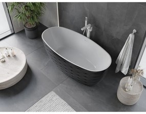 Mexen Olea, voľne stojaca vaňa, vzor, 170 × 80 cm, biela-čierna, biely prepad, 52821708075-20