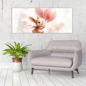 Obraz - Zajačik s balónikmi (120x50 cm)