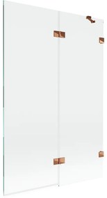 Mexen Lunar, 2-krídlová vaňová zástena pravá 120 x 150 cm, číre sklo, ružové zlato, 897-120-100-60-00-P