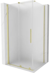 Mexen Velar, sprchový kút s posuvnými dverami 130 x 100 cm, 8mm sklo námraza, zlatá matná, 871-130-100-31-55