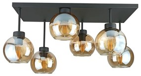 Prisadený luster NESSA 6xE27/60W/230V čierna/dymová béžová