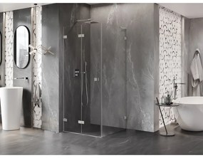 Mexen Lunar-F L, 1-krídlový sprchový kút so skladacími dverami, ľavý, 80 x 80 cm, 8mm číre sklo, brúsená oceľ profil, 836L-080-080-97-00-L