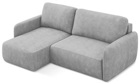 Svetlosivá ženilková rozkladacia/s úložným priestorom rohová pohovka (ľavý roh/s leňoškou) Lilo – Makamii