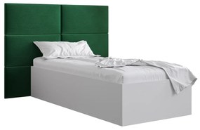 Jednolôžková posteľ s čalúneným čelom 90 cm Brittany 2 (biela matná + zelená) (s roštom). Vlastná spoľahlivá doprava až k Vám domov. 1045918