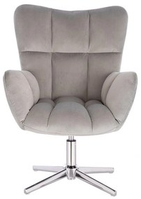 LuxuryForm DESIGN Kreslo AURORA VELUR na striebornom kríži - svetlo šedé