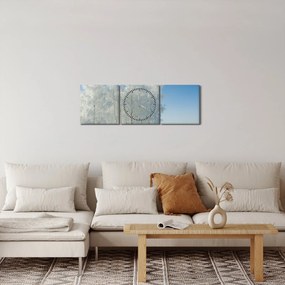 Obraz zasneženej krajiny (s hodinami) (90x30 cm)