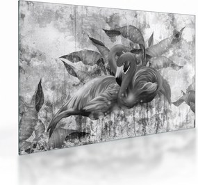 Sklenený obraz - Plameniaky graffiti (70x50 cm)