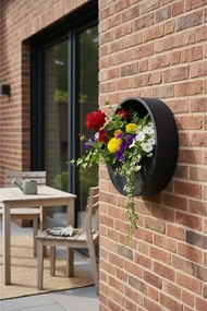Kvetináč na stenu MURA, sklolaminát, Ø 30 cm, čierna