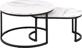 Súprava konferenčných stolíkov SPIRO čierny/biely mramor