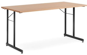 Rokovací stôl Claire, 1400x700 mm, bukový laminát/čierna