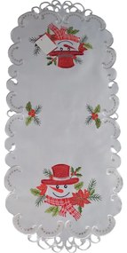 Vianočná sivá stužka s výšivkou snehuliaka Šírka: 60 cm | Dĺžka: 120 cm