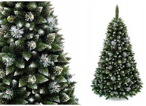 Umelý 3D vianočný stromček BOROVICA smaragdová 180cm so šiškami zasnežená