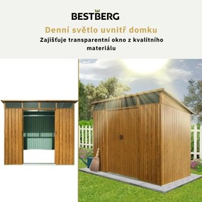 Záhradný domček BestBerg ZDSL-4D / 4,6 m² / 238 x 194 x 202 cm / červené drevo / hnedá