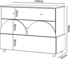 KOMODA ELSA KAŠMÍR + DUB 120 cm