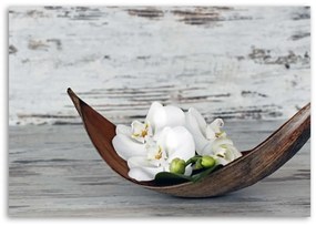 Obraz na plátně Květiny Orchidej Dřevo Zen Spa - 60x40 cm