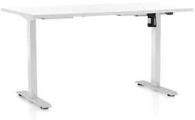 Výškovo nastaviteľný stôl OfficeTech A, 140 x 80 cm, biela podnož, biela