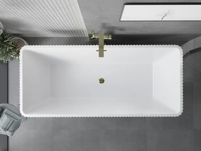 Mexen Tava, voľne stojaca ryhovaná vaňa 170 x 75 cm, biela lesklá, zlatý lesklý prepad, 52851707500-50