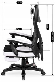 Herní židle Bing s podnožkou černá/bílá