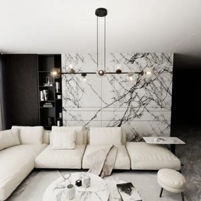 Luster na lanku ROSSI 8xE14/10W/230V čierna/číra