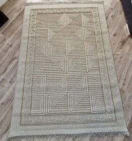 Béžový koberec Boho 874-B s geometrickým vzorom kociek Rozmer: 60x100 cm