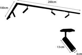 Moderný koľajnicový systém s 5 reflektormi tmavá bronz 1-fázový GU10 35 mm - Iconic Jeana Luxe