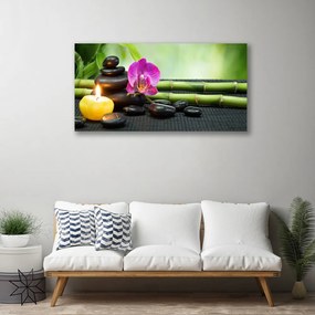 Obraz Canvas Bambus kvet kamene zen 125x50 cm