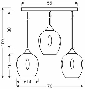 Candellux Čierno-hnedý závesný luster Aspa pre žiarovku 3x E27 33-00606