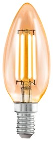 EGLO Retro filamentová LED žiarovka, E14, C35, 4W, 270lm, 2200K, teplá biela, jantárová