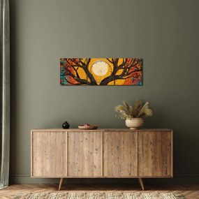 Obraz - Slnko v korune stromu života (s hodinami) (90x30 cm)
