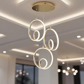 Toolight Toolight, LED závesné svietidlo 32W, 3000K, 2500lm, LHJ095-3CP, biela-zlatá lesklá, OSW-50068