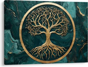 Obraz – Zlatý strom života v mramore (70x50 cm)