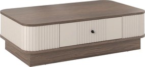 Kávový stolík Vesper 103x60 cm so zásuvkou na sokli - kasmír / orech / čierna úchytka