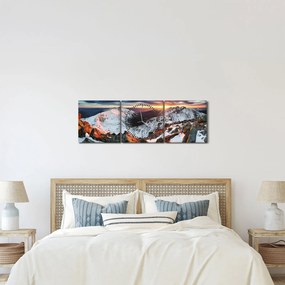 Obraz - Zimná horská panoráma (s hodinami) (90x30 cm)