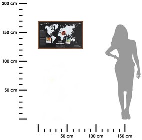 Magnetická tabuľa s mapou World, 78x48 cm