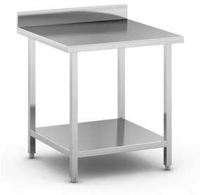 Nerezový pracovný stôl s policou a ohrádkou, 800 x 800 x 850 mm