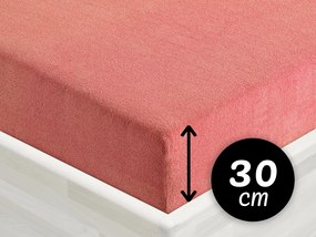 Froté napínacie prestieradlo na vysoký matrac FR-001 Koralové 180 x 200 - výška 30 cm