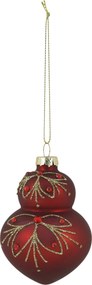 Červená sklenená vianočná ozdoba s dekorom Chic Bauble – Ø 7*10 cm