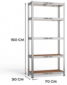 Dílenský regál G7030 stříbrný/hnědý