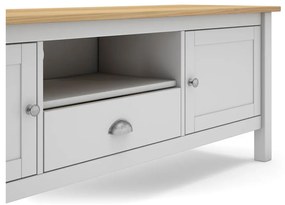 Biely/prírodný TV stolík z borovicového dreva 158x53 cm Misti – Marckeric