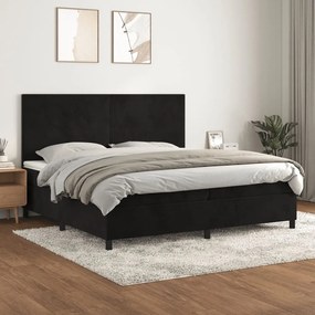 Posteľný rám boxspring s matracom čierny 200x200 cm zamat 3142925