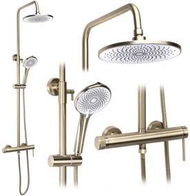 Rea Foss Clif, sprchový set s ručnou a hlavovou sprchou, zlatá matná, REA-P3913