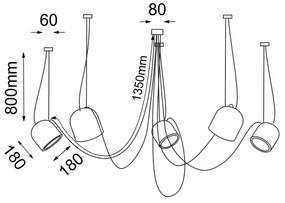 Shilo 9038 - Luster na lanku DOHAR 5xE14/15W/230V pavúk čierna