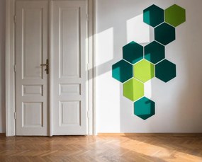 Dekoratívne filcové panely FLATLINE FL SET1, rozmer 130 x 205 cm, hexagon zelený, IMPOL TRADE