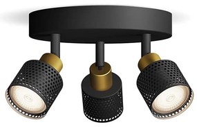 Philips - Bodové svietidlo NIALL 3xGU10/5W/230V čierna/mosadz