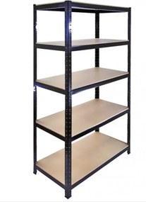 Regál 180x120x40 cm lakovaný 5-policový, nosnost 875 kg - ČERNÝ