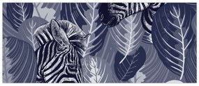 Obraz - Modré zebry (120x50 cm)