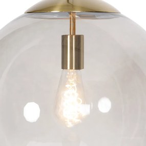 Moderné závesné svietidlo mosadzné s dymovým sklom 40 cm - Ball