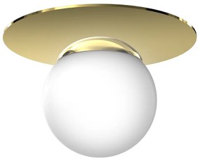Stropné svietidlo Plato, 1x biele sklenené tienidlo, (fi 14cm), g